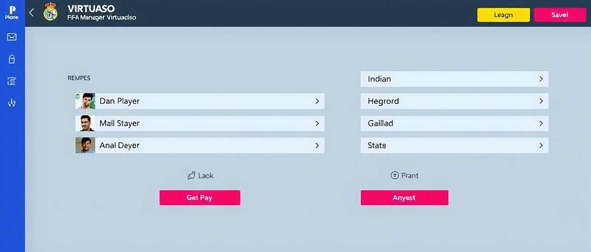 FIFA Manager Virtuoso - Indian Multiplayer League FIFA Manager Virtuoso multiplayer league interface showing Indian players competing across different states