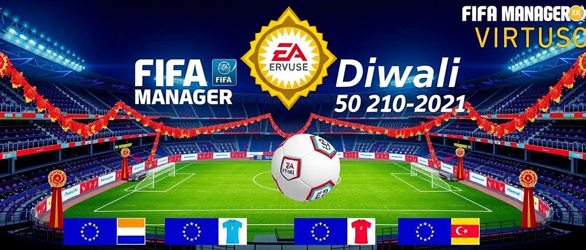 FIFA Manager Virtuoso - Indian Festival Event FIFA Manager Virtuoso Diwali special event showing decorated stadium and festive kits